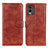 Leather Case Stands Flip Cover Holder A07D for Nokia C210 Brown