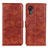 Leather Case Stands Flip Cover Holder A07D for Samsung Galaxy XCover 5 SM-G525F Brown
