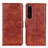 Leather Case Stands Flip Cover Holder A07D for Sony Xperia 1 V Brown