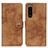 Leather Case Stands Flip Cover Holder A07D for Sony Xperia 5 III SO-53B Brown