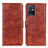 Leather Case Stands Flip Cover Holder A07D for Vivo iQOO Z6 5G Brown