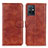 Leather Case Stands Flip Cover Holder A07D for Vivo T1 5G India Brown