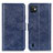 Leather Case Stands Flip Cover Holder A07D for Wiko Y82 Blue