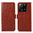 Leather Case Stands Flip Cover Holder A07D for Xiaomi Redmi K60 Ultra 5G Brown