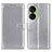 Leather Case Stands Flip Cover Holder A08D for Asus ZenFone 10 Silver