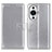 Leather Case Stands Flip Cover Holder A08D for Huawei Nova 11 Silver