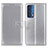 Leather Case Stands Flip Cover Holder A08D for Motorola Moto Edge (2021) 5G Silver
