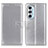 Leather Case Stands Flip Cover Holder A08D for Motorola Moto Edge X30 5G Silver