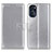 Leather Case Stands Flip Cover Holder A08D for Motorola Moto G 5G (2022) Silver