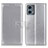 Leather Case Stands Flip Cover Holder A08D for Motorola Moto G 5G (2023) Silver