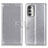 Leather Case Stands Flip Cover Holder A08D for Motorola Moto G Stylus (2022) 5G Silver