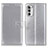 Leather Case Stands Flip Cover Holder A08D for Motorola MOTO G52 Silver