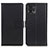 Leather Case Stands Flip Cover Holder A08D for Motorola Moto G72 Black