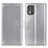 Leather Case Stands Flip Cover Holder A08D for Nokia C02 Silver