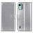 Leather Case Stands Flip Cover Holder A08D for Nokia C12 Plus Silver