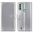 Leather Case Stands Flip Cover Holder A08D for Nokia C31 Silver