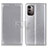 Leather Case Stands Flip Cover Holder A08D for Nokia G11 Silver