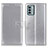 Leather Case Stands Flip Cover Holder A08D for Nokia G22 Silver