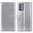 Leather Case Stands Flip Cover Holder A08D for Nokia G42 5G Silver