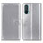 Leather Case Stands Flip Cover Holder A08D for OnePlus Nord CE 5G Silver