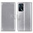 Leather Case Stands Flip Cover Holder A08D for Oppo A16s Silver