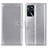 Leather Case Stands Flip Cover Holder A08D for Oppo A54s Silver