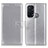 Leather Case Stands Flip Cover Holder A08D for Oppo Reno5 A Silver