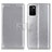 Leather Case Stands Flip Cover Holder A08D for Samsung Galaxy A02s Silver