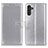 Leather Case Stands Flip Cover Holder A08D for Samsung Galaxy A04s Silver