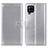 Leather Case Stands Flip Cover Holder A08D for Samsung Galaxy A22 4G Silver