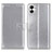 Leather Case Stands Flip Cover Holder A08D for Samsung Galaxy F04 Silver