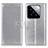 Leather Case Stands Flip Cover Holder A08D for Xiaomi Mi 14 Pro 5G Silver