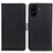 Leather Case Stands Flip Cover Holder A08D for Xiaomi Poco C65 Black