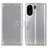 Leather Case Stands Flip Cover Holder A08D for Xiaomi Poco C65 Silver