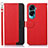 Leather Case Stands Flip Cover Holder A09D for Huawei Honor 90 Lite 5G Red