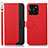 Leather Case Stands Flip Cover Holder A09D for Huawei Honor X8b Red