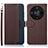 Leather Case Stands Flip Cover Holder A09D for Huawei Honor X9b 5G Brown