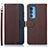 Leather Case Stands Flip Cover Holder A09D for Motorola Moto Edge 20 Pro 5G Brown
