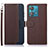 Leather Case Stands Flip Cover Holder A09D for Motorola Moto Edge 40 Neo 5G Brown