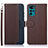 Leather Case Stands Flip Cover Holder A09D for Motorola Moto G22 Brown