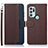 Leather Case Stands Flip Cover Holder A09D for Motorola Moto G60s Brown