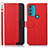 Leather Case Stands Flip Cover Holder A09D for Motorola Moto G71 5G Red