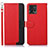 Leather Case Stands Flip Cover Holder A09D for Motorola Moto G72 Red