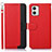 Leather Case Stands Flip Cover Holder A09D for Motorola Moto G73 5G Red