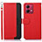 Leather Case Stands Flip Cover Holder A09D for Motorola Moto G84 5G Red