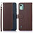 Leather Case Stands Flip Cover Holder A09D for Nokia C12 Brown