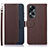 Leather Case Stands Flip Cover Holder A09D for Oppo A18 Brown