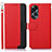 Leather Case Stands Flip Cover Holder A09D for Oppo A18 Red