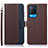 Leather Case Stands Flip Cover Holder A09D for Oppo A54 4G Brown