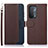 Leather Case Stands Flip Cover Holder A09D for Oppo A54 5G Brown